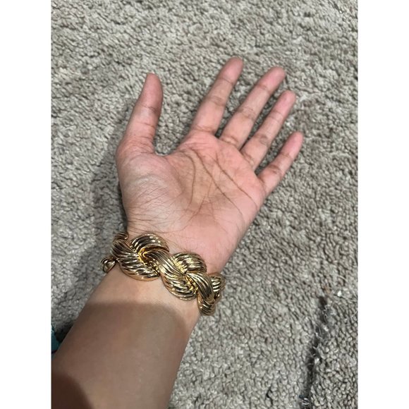 Gold statement bracelet chunky link chain wide cuff large bold metal boho - Picture 3 of 6